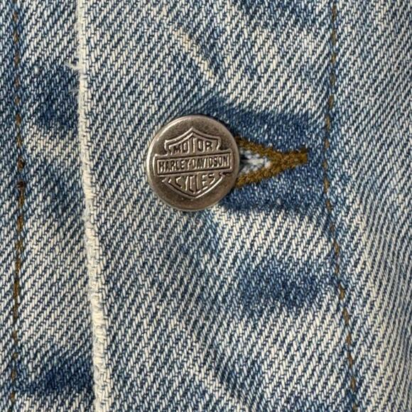 Harley-Davidson Vintage Denim Jacket American Eagle Embroidered Women's Medium - Picture 9 of 10